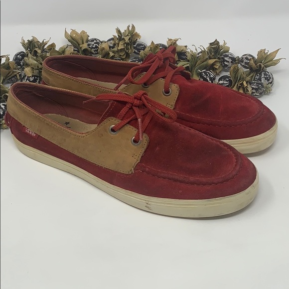 red and tan vans